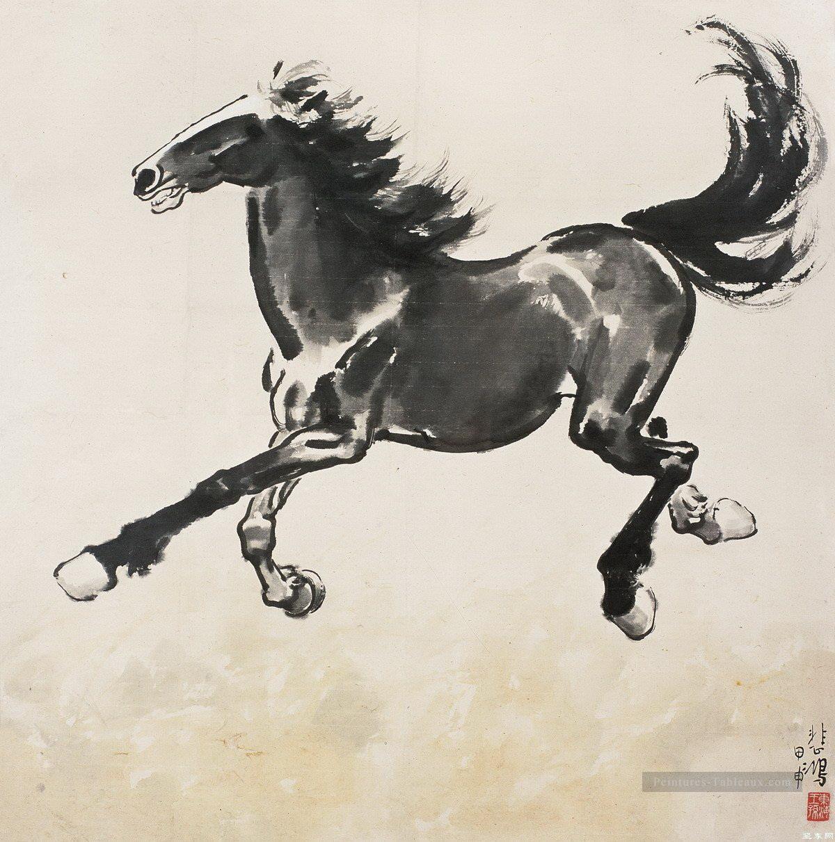 XU Beihong Running cheval ancienne Chine à l’encre Peintures à l'huile